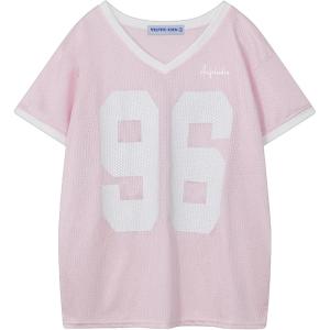 image:imageAelfric Eden Womens Jersey Tshirts Letter Printed Tees V Neck Mesh Short Sleeve Y2k Summer Casual Tops Clothes01 Pink