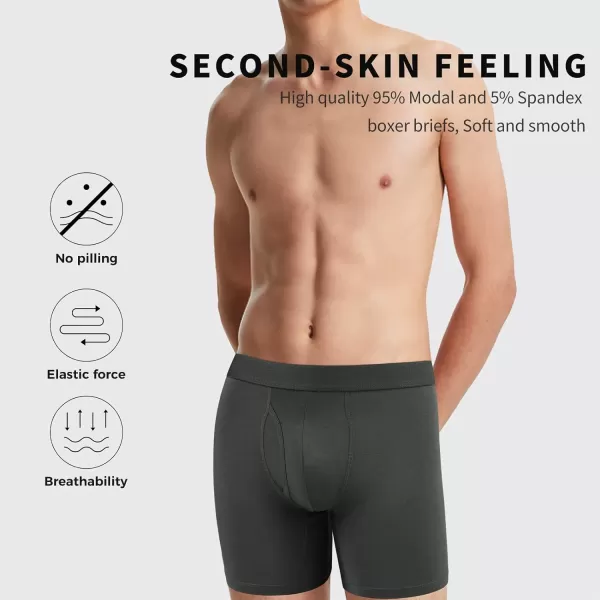 Natural Feelings Athletic Mens Underwear Boxer Briefs for Men pack 24 Pack S M L XL XXLF 4 Pairs Modal Black and Grey