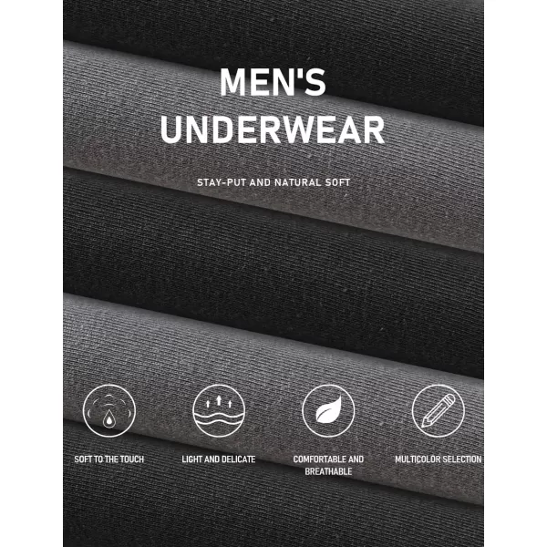 Natural Feelings Boxer Briefs Mens Underwear Men Pack Soft Cotton Open Fly UnderwearA1 Black Grey Pack of 5