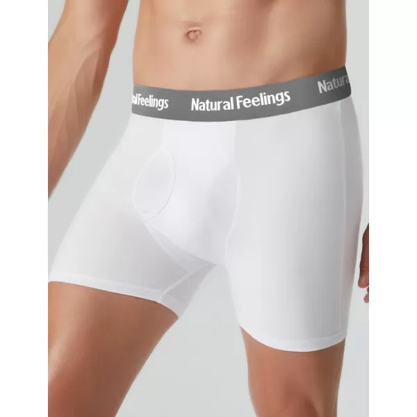 Natural Feelings Boxer Briefs Mens Underwear Men Pack Soft Cotton Open Fly UnderwearA7 White