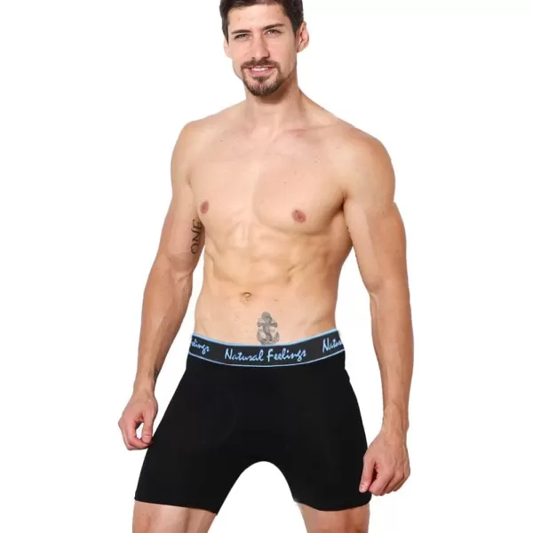 Natural Feelings Boxer Briefs Mens Underwear Men Pack Soft Cotton Open Fly UnderwearD1 Black