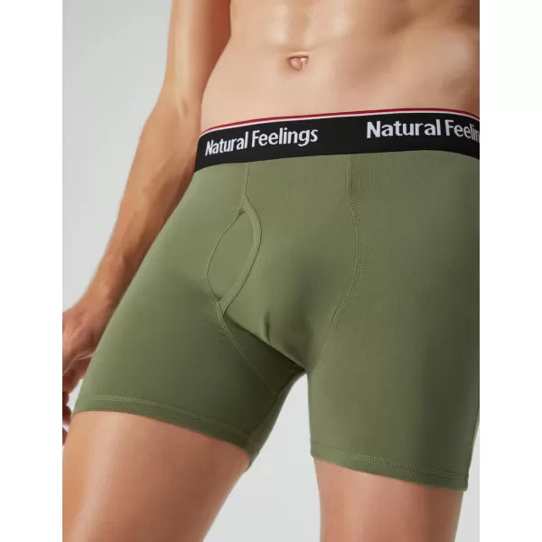 Natural Feelings Boxer Briefs Mens Underwear Men Pack Soft Cotton Open Fly UnderwearD1 BlackYellowBlueNavyGreyRedGreen