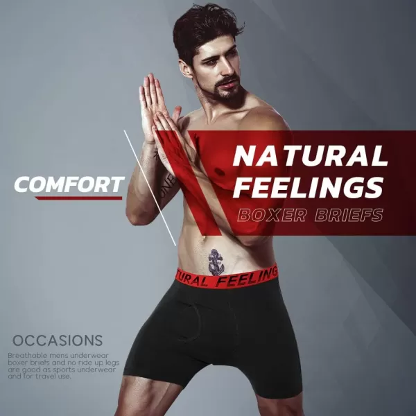 Natural Feelings Boxer Briefs Mens Underwear Men Pack Soft Cotton Open Fly UnderwearE2 Black