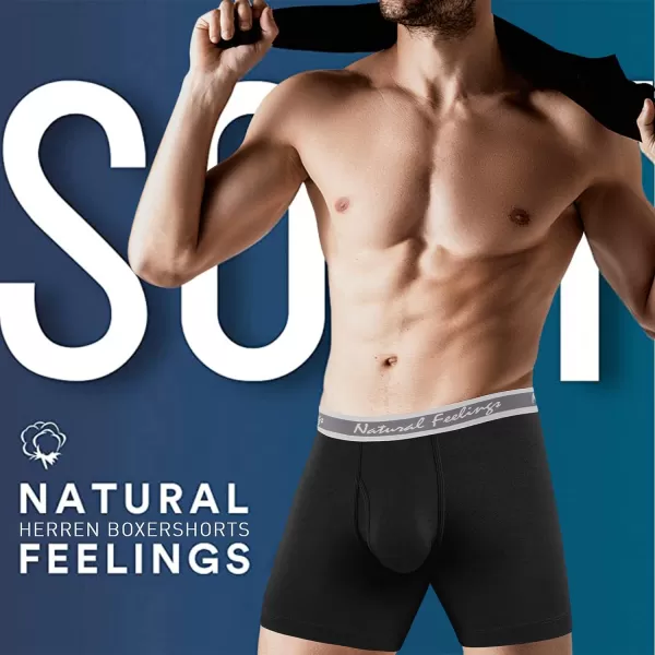 Natural Feelings Boxer Briefs Mens Underwear Men Pack Soft Cotton Open Fly UnderwearZ BlackGrey