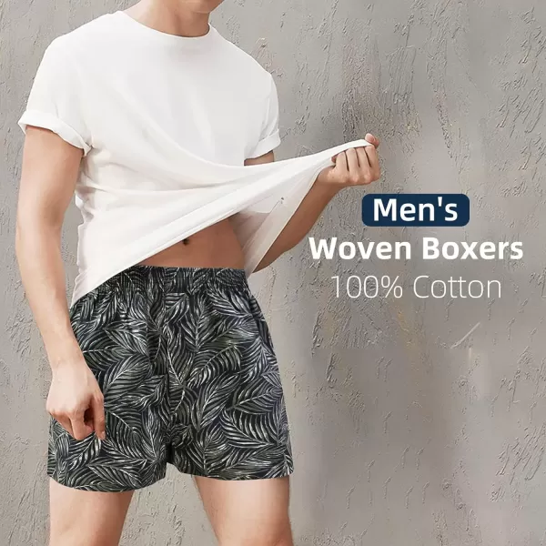 Natural Feelings Classic Boxers Shorts Cotton Woven Mens Underwear Boxers PackA 5 Pairs PinkLeaves Boxers