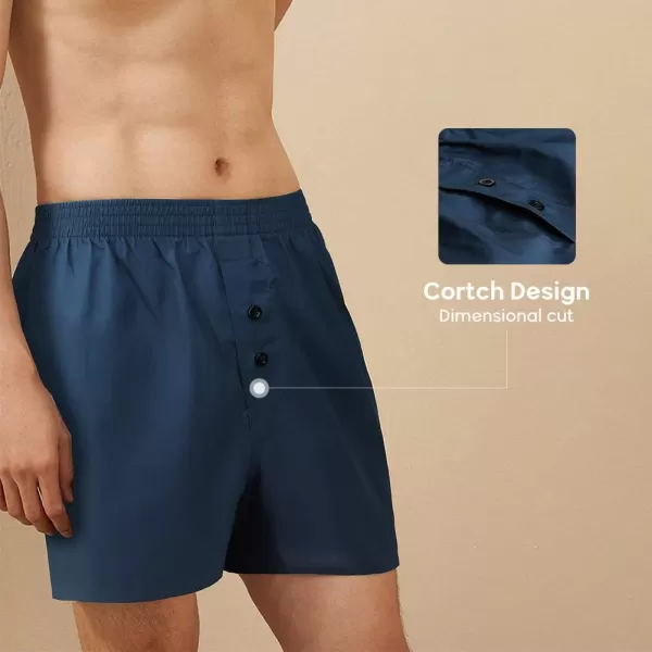 Natural Feelings Classic Boxers Shorts Cotton Woven Mens Underwear Boxers PackC 5 Pairs Blue Boxers