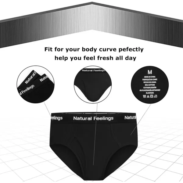 Natural Feelings Mens Briefs Underwear Mens Cotton Classics Briefs Full Rise Mens Underwear Briefs PackD 7 Pairs Black Briefs