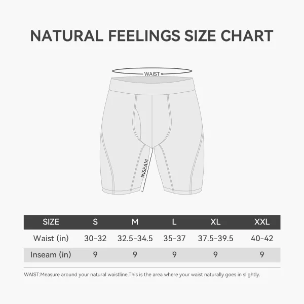 Natural Feelings Mens Underwear Boxer Briefs Long Leg 9 Inch Performance Boxer Briefs for MenA BlueRedBlack