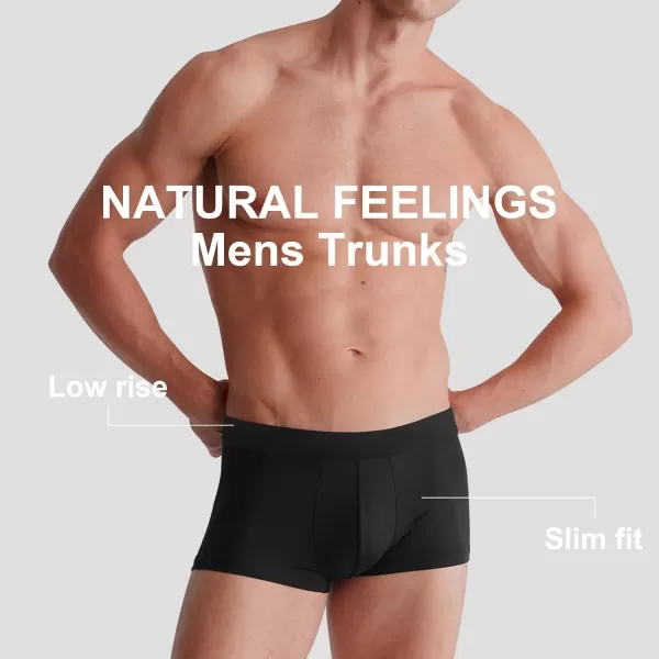 Natural Feelings Mens Underwear Boxer Briefs Pouch Trunks Underwear for Men 15 No Fly Boxer Trunks 4PackA Black Trunks  4 Pack