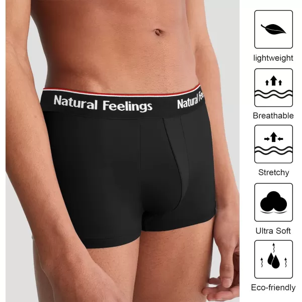 Natural Feelings Mens Underwear Boxer Briefs Pouch Trunks Underwear for Men 15 No Fly Boxer Trunks 4PackB BlackGrey Trunks  4 Pack