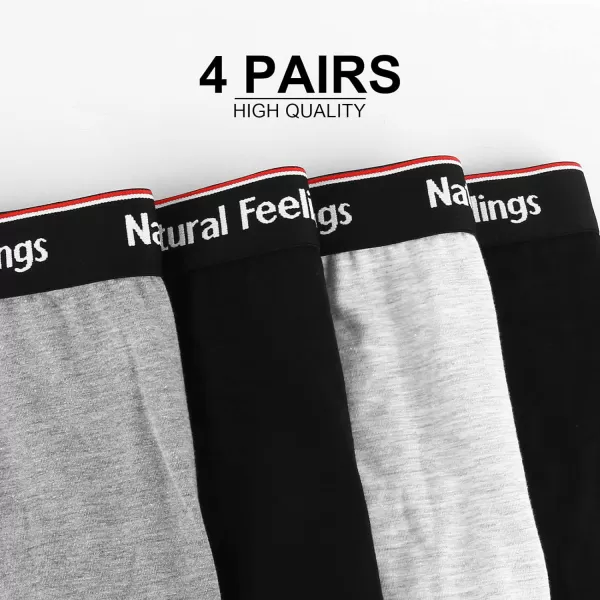 Natural Feelings Mens Underwear Boxer Briefs Pouch Trunks Underwear for Men 15 No Fly Boxer Trunks 4PackB BlackGrey Trunks  4 Pack