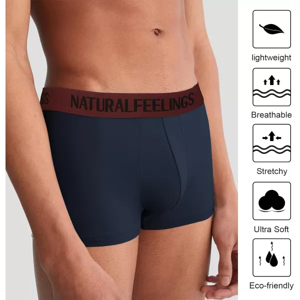 Natural Feelings Mens Underwear Boxer Briefs Pouch Trunks Underwear for Men 15 No Fly Boxer Trunks 4PackC Burgundy Trunks  4 Pack