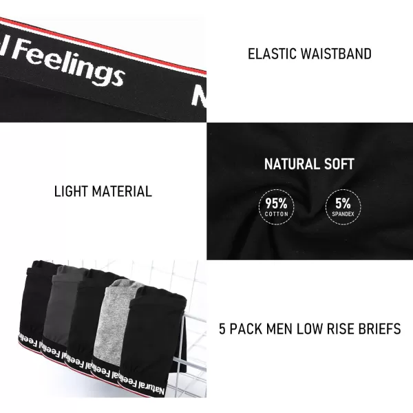 Natural Feelings Mens Underwear Briefs Mens Cotton Briefs for Men Pack with FlyA5 Pairs Cotton Mens Hip Briefs