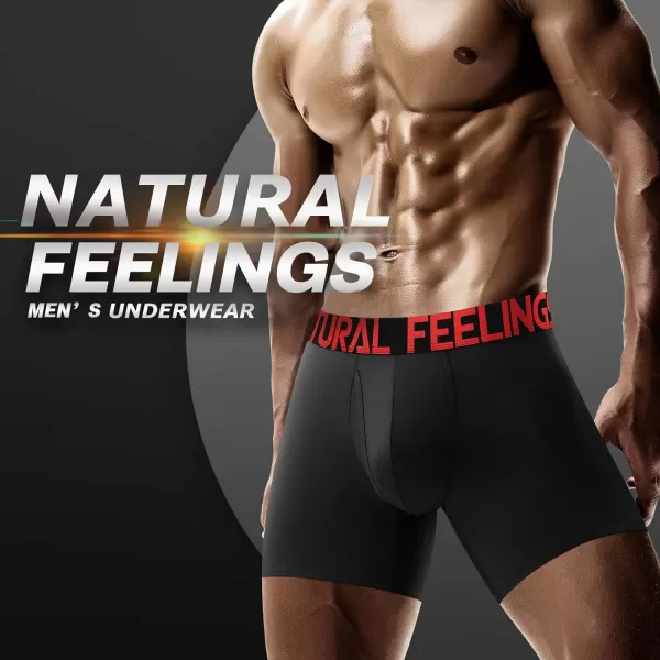 Natural Feelings Mens Underwear Coolzone Boxer Briefs for Men Pack Stretch Performance Quick Dry Sports UnderwearB 5 Pack Black Underwear With Red Logo