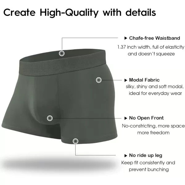 Natural Feelings Mens Underwear Trunks Mens Modal Boxer Briefs for Men Pack of 4A 2 Black  2 Gray