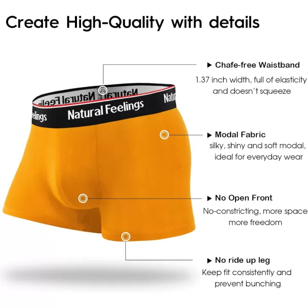 Natural Feelings Mens Underwear Trunks Mens Modal Boxer Briefs for Men Pack of 4B Multicolor 4 Pack