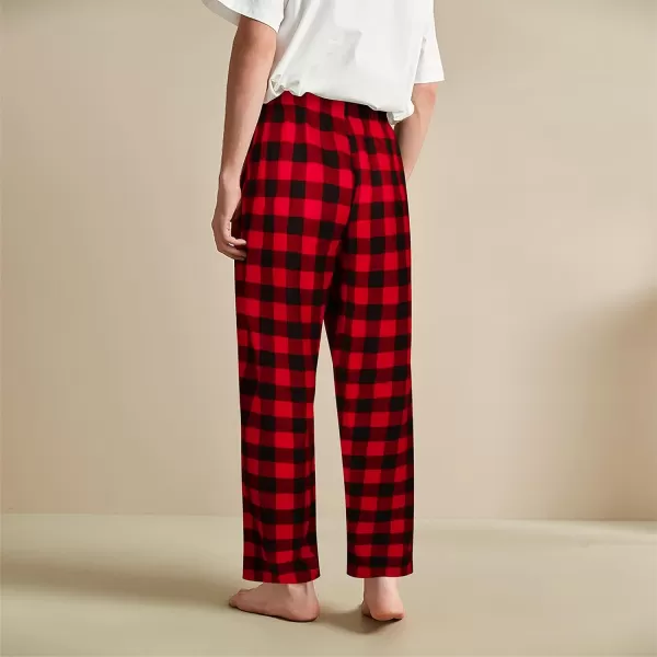 Natural Feelings Mens Woven Sleep Pajama Pant Men Flannel Pajama Pants Cotton Sleep Pant Lounge Sleepwear Pants with PocketsG Red Plaid Pajama Pants