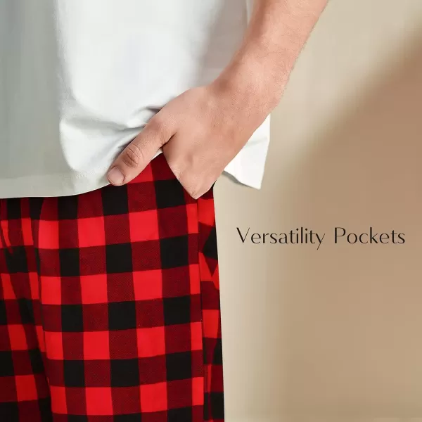 Natural Feelings Mens Woven Sleep Pajama Pant Men Flannel Pajama Pants Cotton Sleep Pant Lounge Sleepwear Pants with PocketsG Red Plaid Pajama Pants