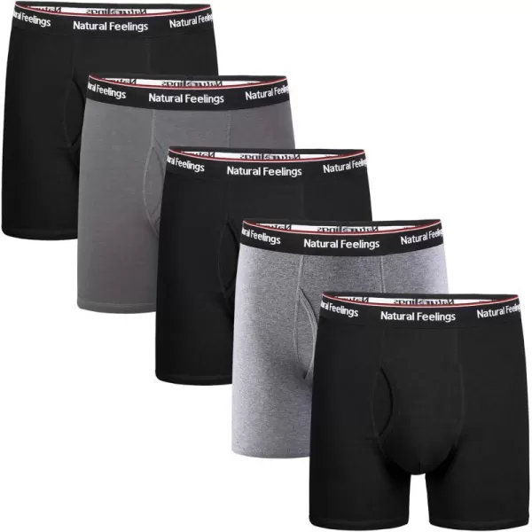 Natural Feelings Boxer Briefs Mens Underwear Men Pack Soft Cotton Open Fly Underwear5 Pack J