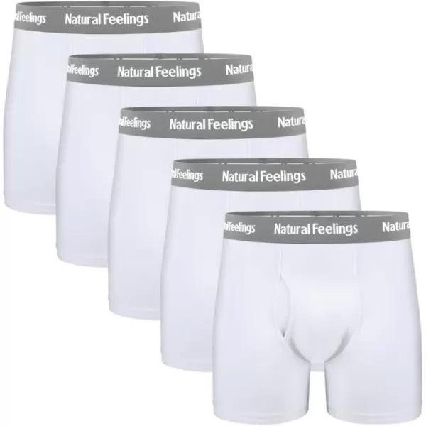 Natural Feelings Boxer Briefs Mens Underwear Men Pack Soft Cotton Open Fly UnderwearA7 White