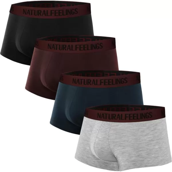 Natural Feelings Mens Underwear Boxer Briefs Pouch Trunks Underwear for Men 15 No Fly Boxer Trunks 4PackC Burgundy Trunks  4 Pack