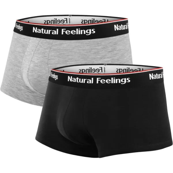 Natural Feelings Mens Underwear Boxer Briefs Pouch Trunks Underwear for Men 15 No Fly Boxer Trunks 4PackG BlackGrey Trunks  2 Pack