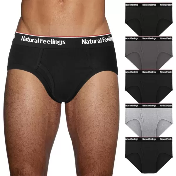 Natural Feelings Mens Underwear Briefs Mens Cotton Briefs for Men Pack with FlyA5 Pairs Cotton Mens Hip Briefs