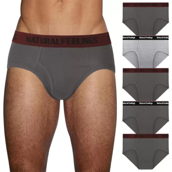 E:mens Underwear Briefs Gray 5 Pairs