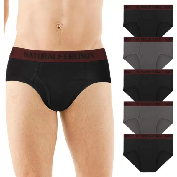 Natural Feelings Mens Underwear Briefs Mens Cotton Briefs for Men Pack with FlyG5 Pairs Cotton Mens Hip Briefs