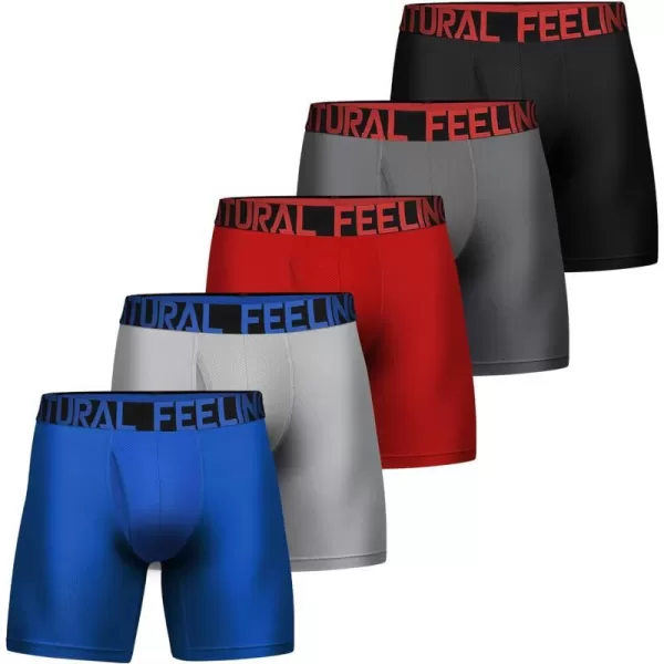 Natural Feelings Mens Underwear Coolzone Boxer Briefs for Men Pack Stretch Performance Quick Dry Sports UnderwearD 5 Pack Athletic Boxer Briefs