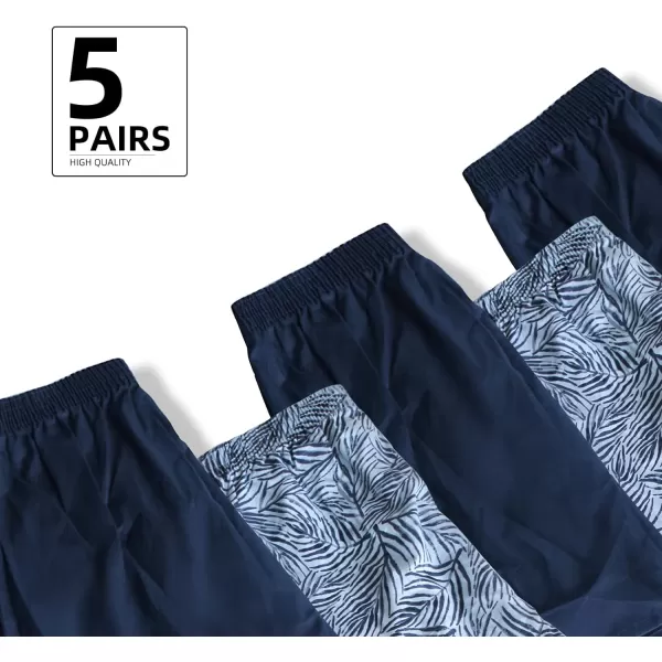 Natural Feelings Classic Boxers Shorts Cotton Woven Mens Underwear Boxers PackD Navy BlueLeaf Print Boxer Shorts