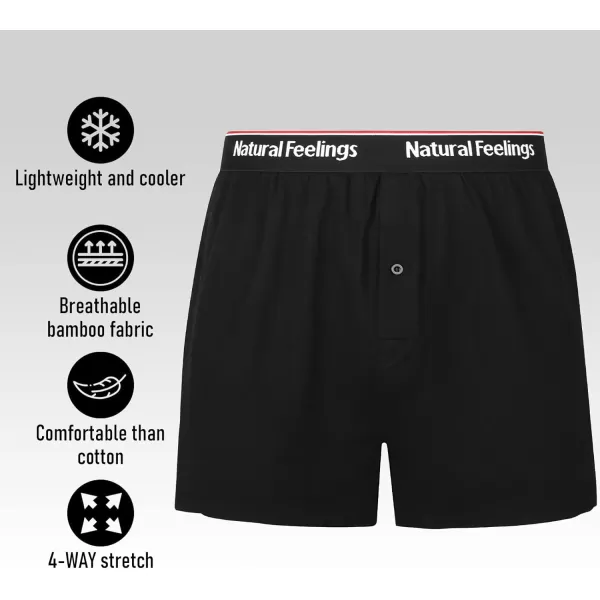 Natural Feelings Mens Boxer Short Bamboo Boxers for Men Loose Fit Mens Soft Underwear Breathable Boxers for Men PackBorangeBlue Multicolor Bamboo Boxers 5pack