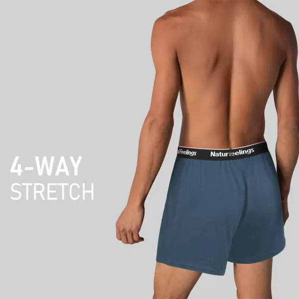 Natural Feelings Mens Boxer Short Bamboo Boxers for Men Loose Fit Mens Soft Underwear Breathable Boxers for Men PackBorangeBlue Multicolor Bamboo Boxers 5pack