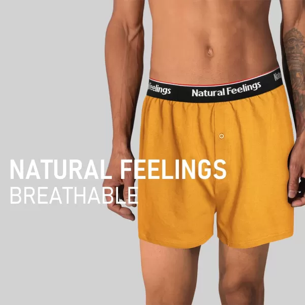 Natural Feelings Mens Boxer Short Bamboo Boxers for Men Loose Fit Mens Soft Underwear Breathable Boxers for Men PackBorangeBlue Multicolor Bamboo Boxers 5pack