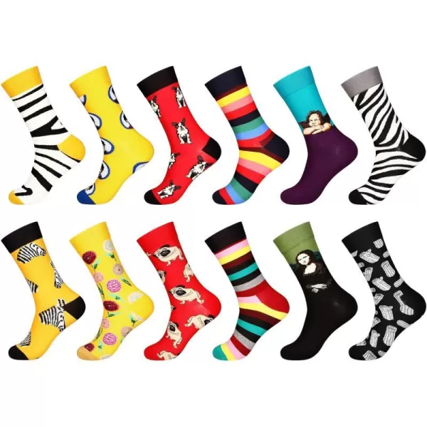 Natural Feelings Mens Dress Socks Patterned Crew Colorful Novelty Funny Casual Socks for MenD2 Muti12