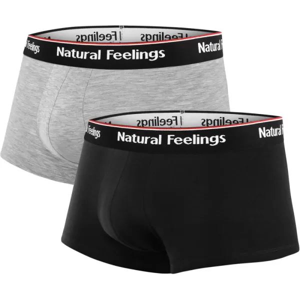 imageNatural Feelings Mens Underwear Boxer Briefs Pouch Trunks Underwear for Men 15quot No Fly Boxer Trunks 4PackE BlackGrey Trunks  2 Pack