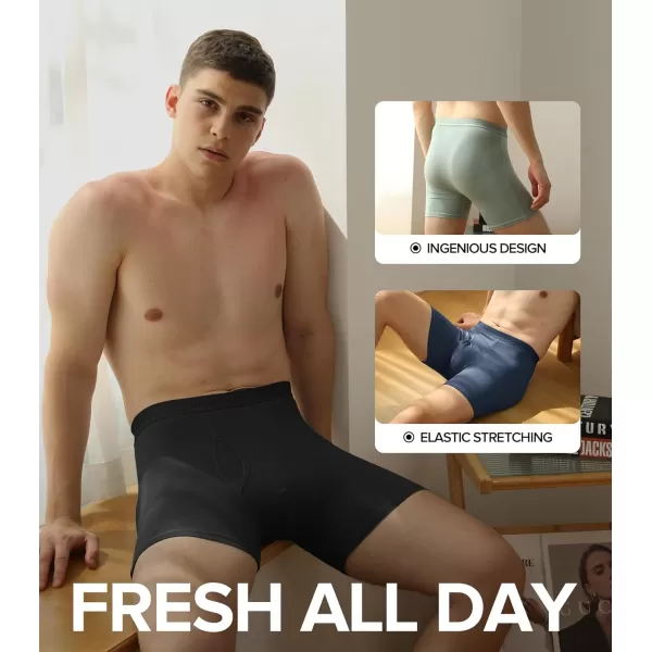 imageNatural Feelings Boxer Briefs Mens Underwear Men Pack Soft Cotton Open Fly UnderwearBamboo 1 Black