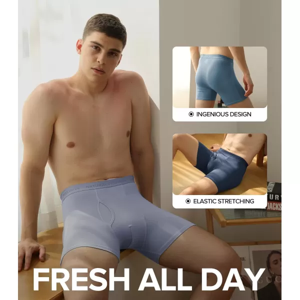 imageNatural Feelings Boxer Briefs Mens Underwear Men Pack Soft Cotton Open Fly UnderwearBamboo 3 Blue Green Multi