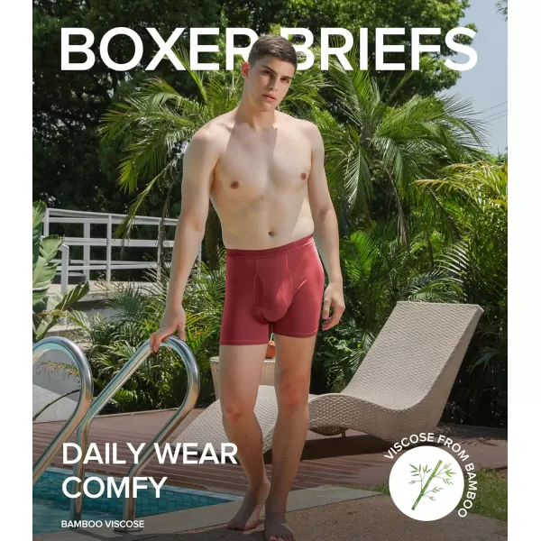imageNatural Feelings Boxer Briefs Mens Underwear Men Pack Soft Cotton Open Fly UnderwearBamboo 4 Blue Claret Multi