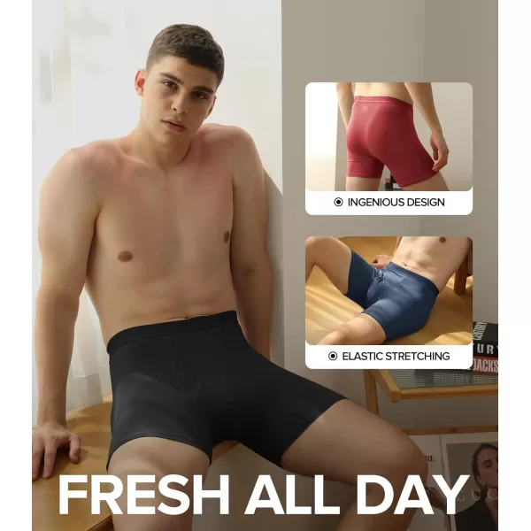 imageNatural Feelings Boxer Briefs Mens Underwear Men Pack Soft Cotton Open Fly UnderwearBamboo 4 Blue Claret Multi