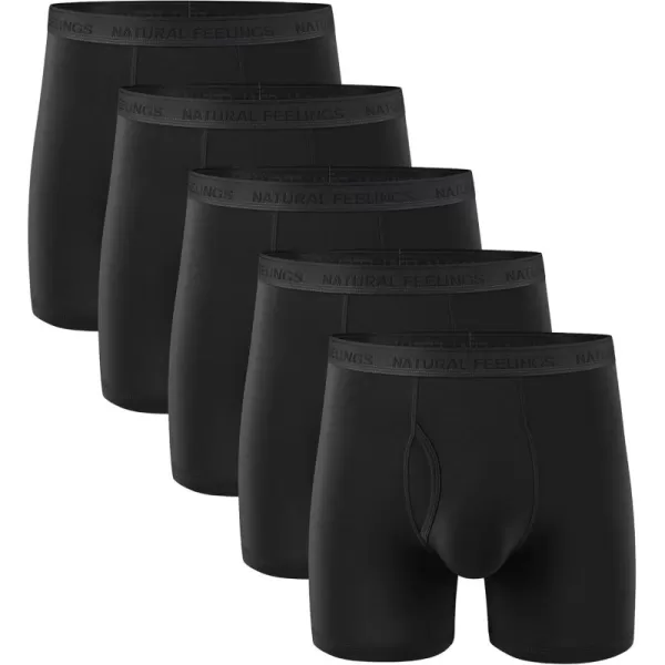 imageNatural Feelings Boxer Briefs Mens Underwear Men Pack Soft Cotton Open Fly UnderwearBamboo 1 Black