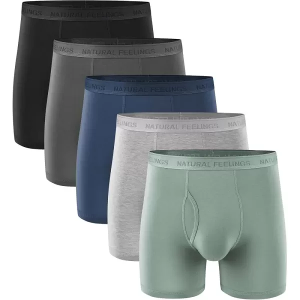 imageNatural Feelings Boxer Briefs Mens Underwear Men Pack Soft Cotton Open Fly UnderwearBamboo 2 Red Blue Multi