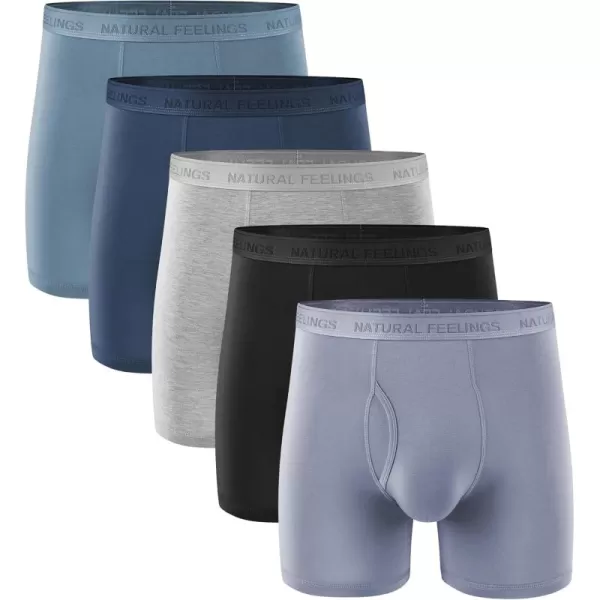 imageNatural Feelings Boxer Briefs Mens Underwear Men Pack Soft Cotton Open Fly UnderwearBamboo 3 Blue Green Multi