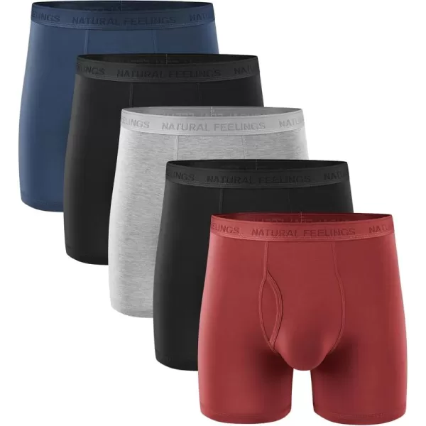 imageNatural Feelings Boxer Briefs Mens Underwear Men Pack Soft Cotton Open Fly UnderwearBamboo 4 Blue Claret Multi