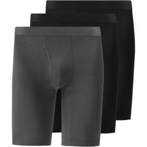 imageNatural Feelings Mens Underwear Modal Boxer Briefs 9 Inch Long Leg Boxer Briefs for Men PackC BlackGrey Boxer Briefs3pack