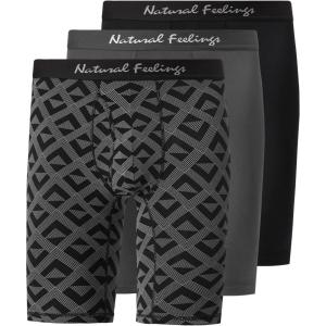 imageNatural Feelings Mens Underwear Modal Boxer Briefs 9 Inch Long Leg Boxer Briefs for Men PackC Grey Boxer Briefs3pack