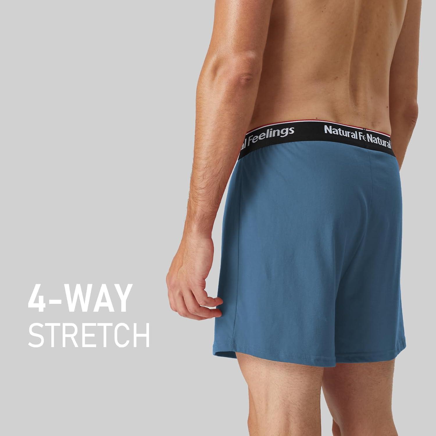 imageNatural Feelings Mens Boxer Short Bamboo Viscose Boxers for Men Loose Fit Mens Soft Underwear Breathable Boxers for Men PackBorangeBlue Multicolor Bamboo Viscose Boxers 5pack