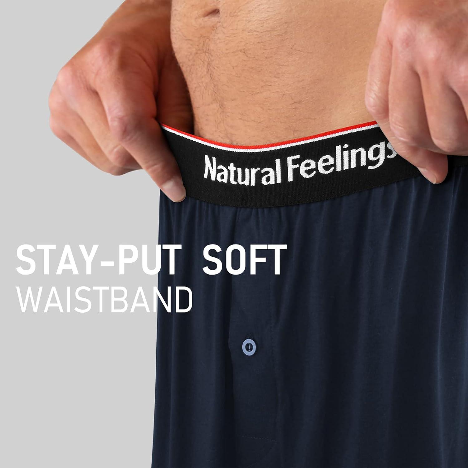 imageNatural Feelings Mens Boxer Short Bamboo Viscose Boxers for Men Loose Fit Mens Soft Underwear Breathable Boxers for Men PackBorangeBlue Multicolor Bamboo Viscose Boxers 5pack