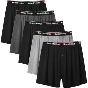 imageNatural Feelings Mens Boxer Short Bamboo Viscose Boxers for Men Loose Fit Mens Soft Underwear Breathable Boxers for Men PackAblackGray Bamboo Viscose Mens Boxers 5pack
