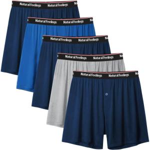 imageNatural Feelings Mens Boxer Short Bamboo Viscose Boxers for Men Loose Fit Mens Soft Underwear Breathable Boxers for Men PackBnavyGray Multi Bamboo Viscose 5pack